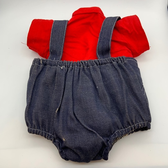Vintage 1983 Cabbage Patch Kids Retro Denim Overalls with Red Shirt Outfit - Picture 7 of 16